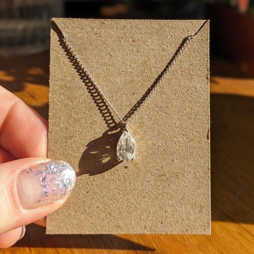 sterling silver teardrop cubic zirconia necklace
